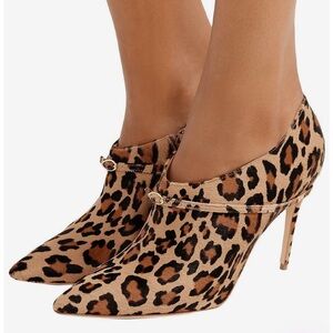 NWT Jennifer Chamandi Leopard Ankle Boots with Strap Details made of Calf Hair
